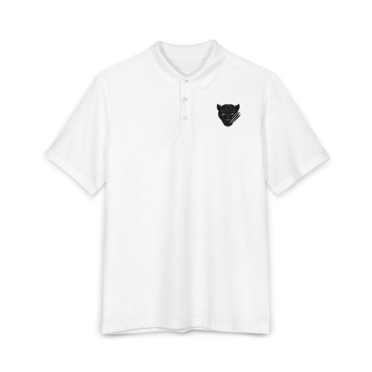 Men's White Polo Shirt with Embroidered Panther Crest - Sport Tek UV Micropique