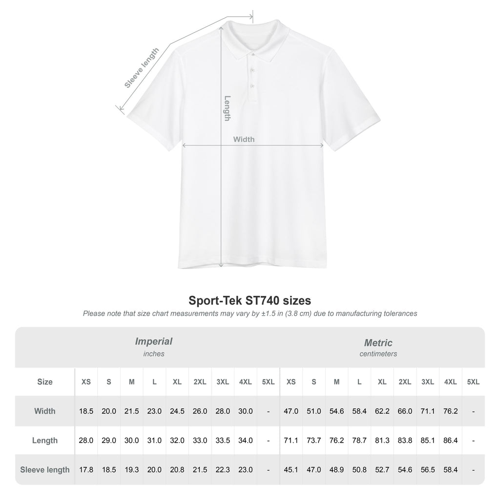 Men's White Polo Shirt with Distressed Wolf Crest - Performance UV Golf Polo