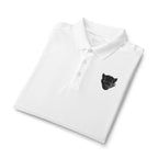 Men's White Polo Shirt with Distressed Wolf Crest - Performance UV Golf Polo